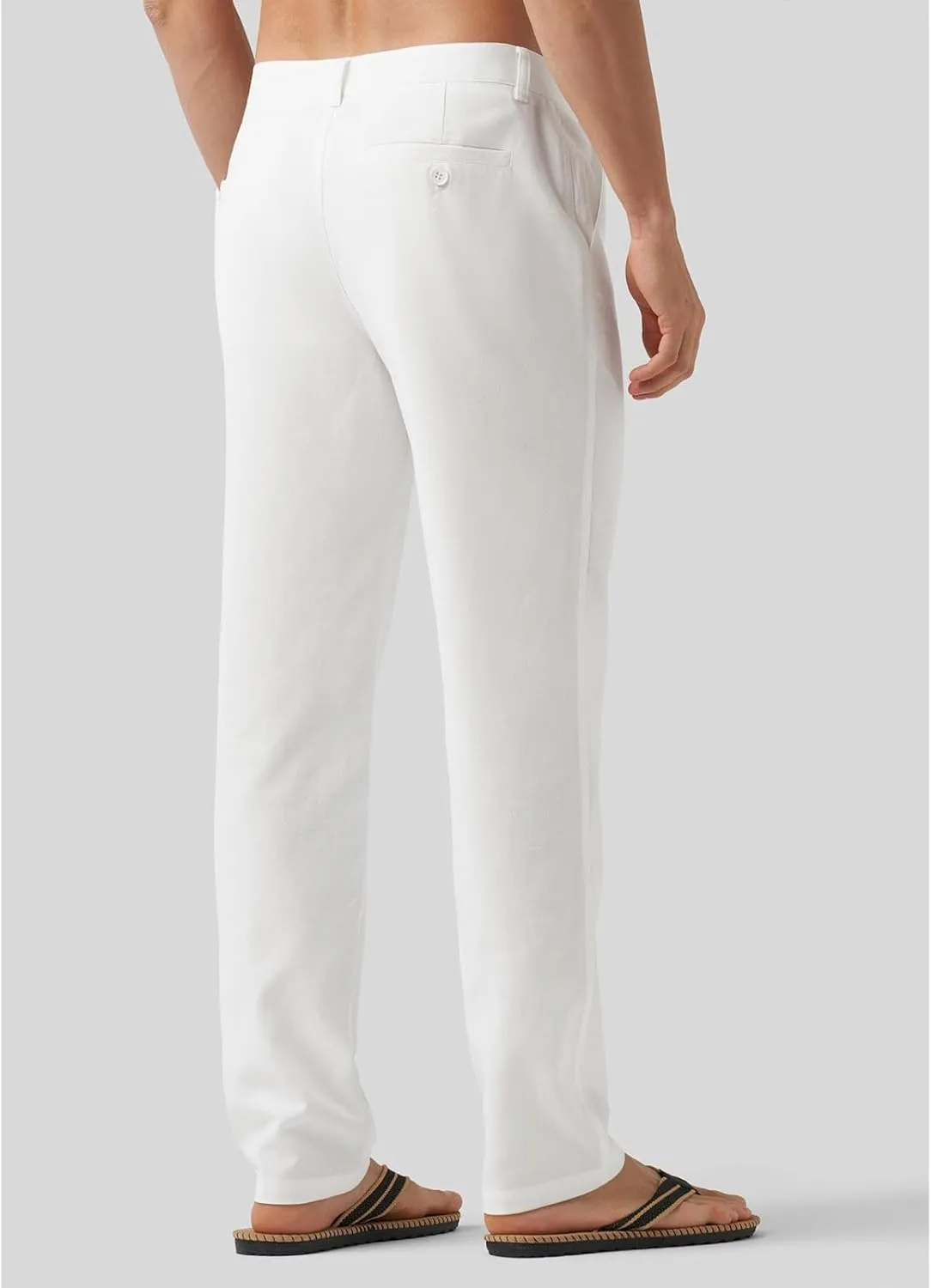 Men's Casual Linen Pants Summer Beach Yoga Pant Elastic Waist Drawstring Pants Lightweight Linen Loose Fit Trousers