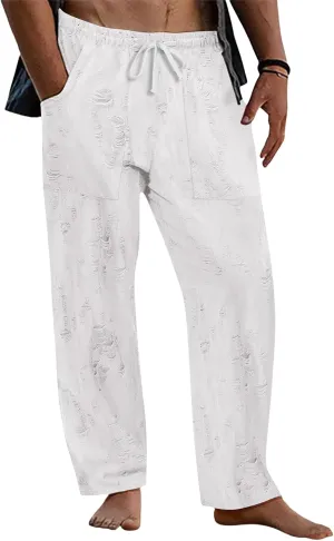 Mens Casual Pants Stretch Drawstring Elastic Waist Classic Loose Lightweight Solid Trousers Work Outdoor Sweatpants