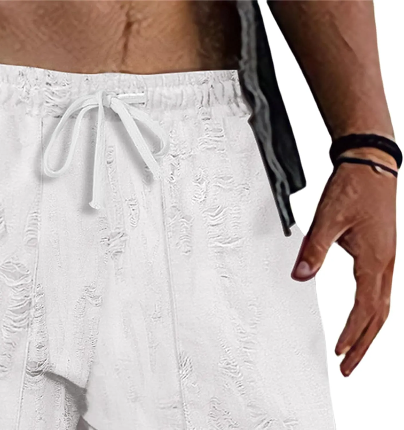 Mens Casual Pants Stretch Drawstring Elastic Waist Classic Loose Lightweight Solid Trousers Work Outdoor Sweatpants