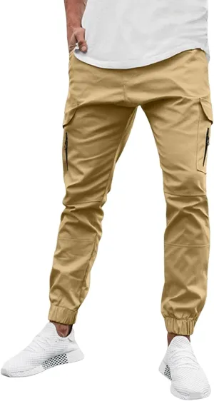 Men's Casual Track Pants Rip Stop Hiking Sweatpants Slim Fit Solid Color Pants Outdoor Flat Front Sports Sweatpant