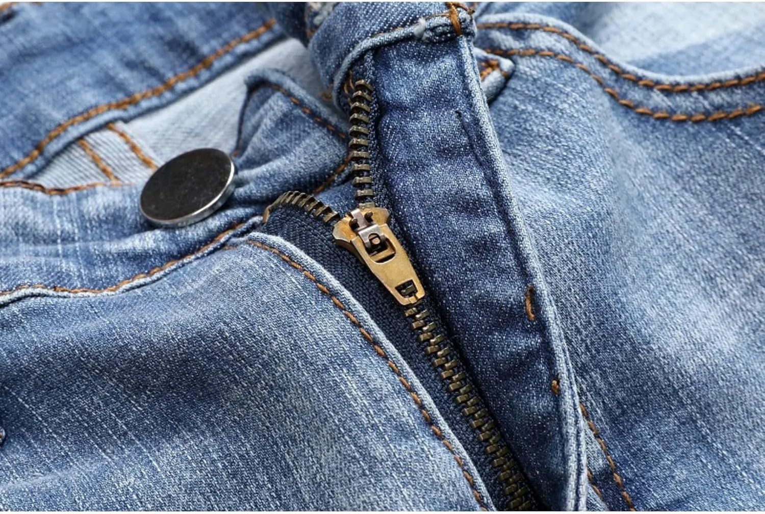 Men's Classic Biker Regular Fit Flex Jean Washed Slim Fit Straight Jeans Patchwork Comfort Skinny Biker Denim Pants