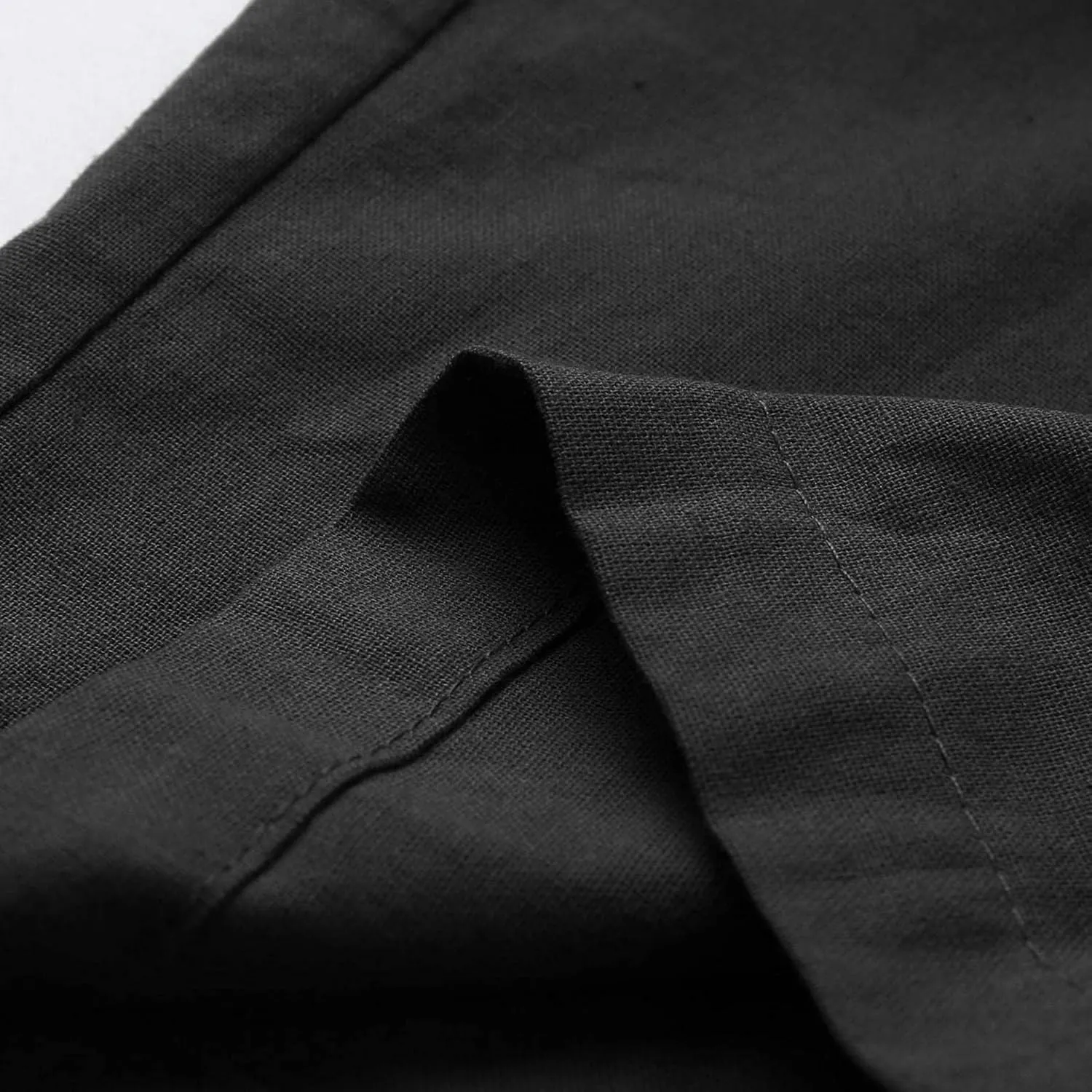 Men's Cotton Linen Pants Drawstring Baggy Hippie Trousers Regular Fit Wide Leg Trousers Lightweight Thin Comfy Pants