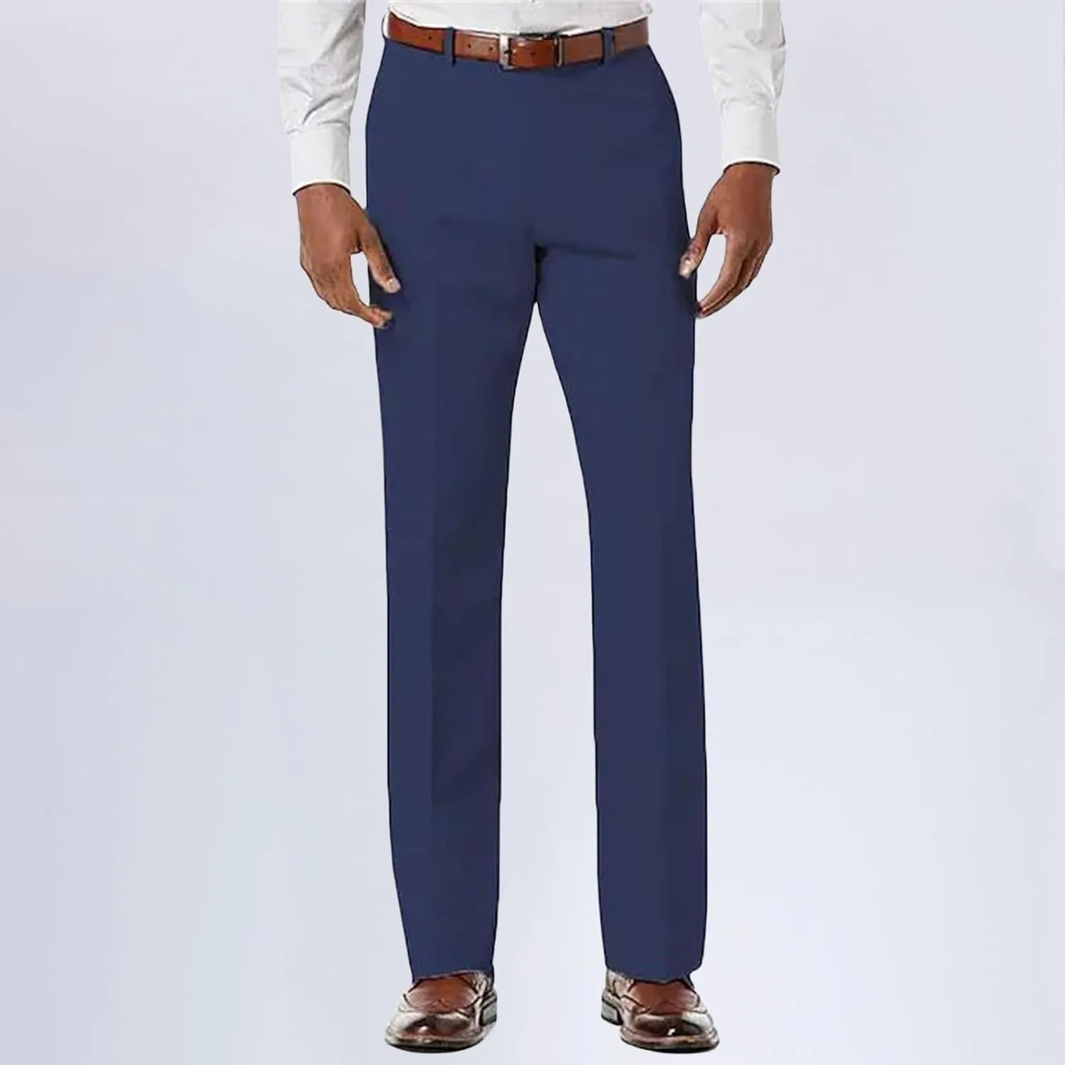 Men's Dress Pants Hemmed Casual Pants Vintage Straight Leg Fit Workwear Lightweight Suit Pants for Everyday
