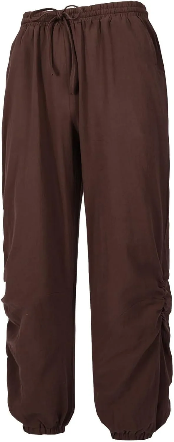 Mens Fashion Cotton Linen Pants Elastic Pleated Drawstring Pant Outing Hiking Casual Trousers Vacation Travel Clothes