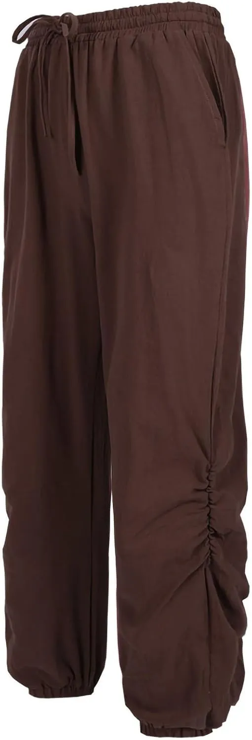 Mens Fashion Cotton Linen Pants Elastic Pleated Drawstring Pant Outing Hiking Casual Trousers Vacation Travel Clothes