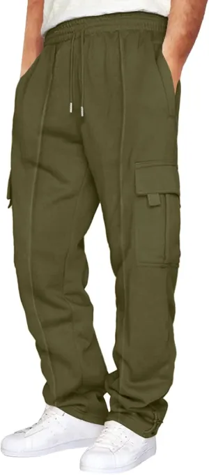 Mens Joggers for Workout Athletic Running Baggy Loose Fit Sweatpants Casual Drawstring Stretch Cargo Pants with Multi Pockets
