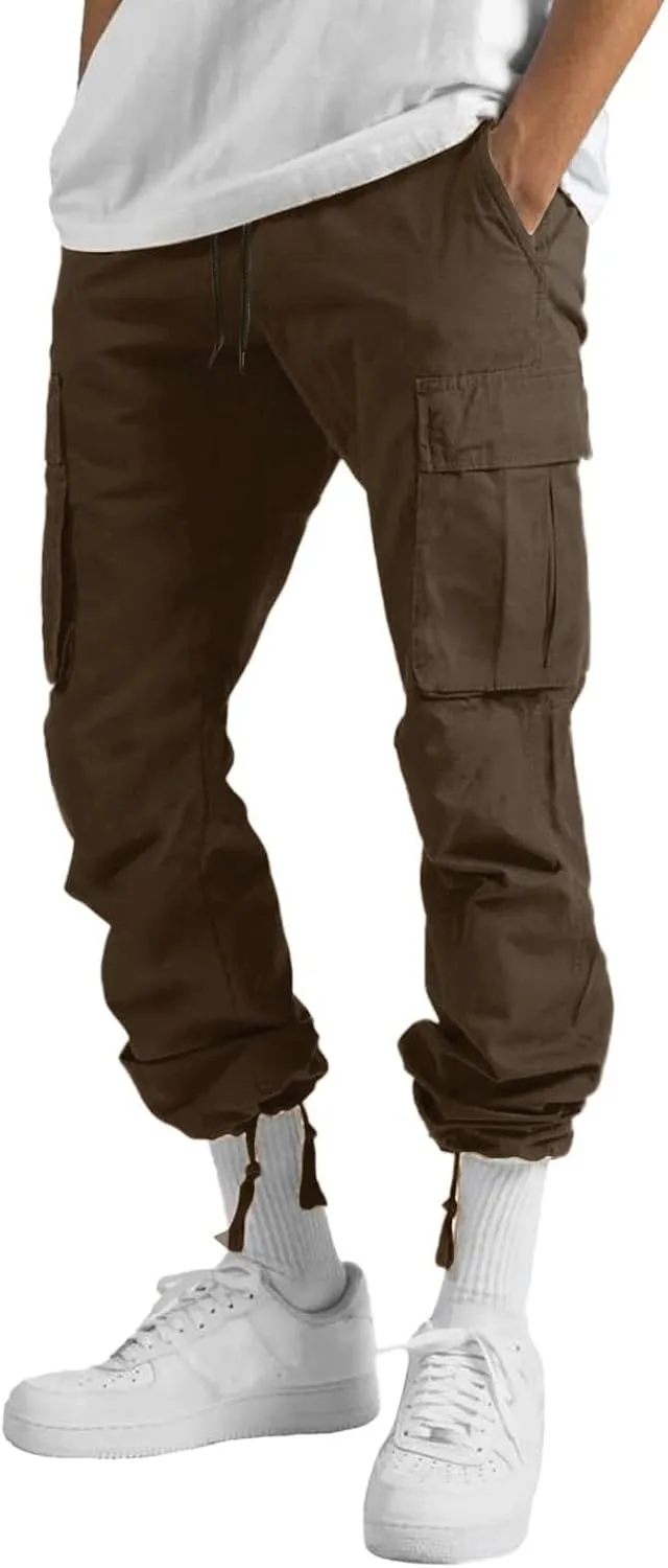Men's Linen Pants Casual Twill Chino Lace Up Pants Fashion Baggy Sweatpants Lightweight Joggers Athletic Pants
