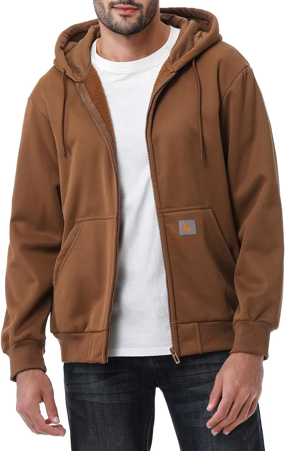 Men's Loose Fit Heavyweight Full Zip Fleece-Lined Hoodie Sweatshir