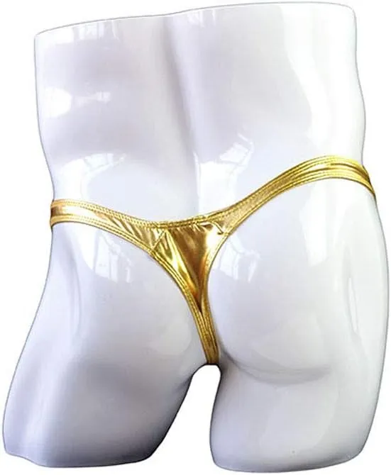 Men's Low Rise G-String Thongs Fashionable Panties Imitation Leather T-shaped Solid Sexy Underwear Briefs