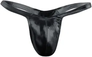 Men's Low Rise G-String Thongs Fashionable Panties Imitation Leather T-shaped Solid Sexy Underwear Briefs