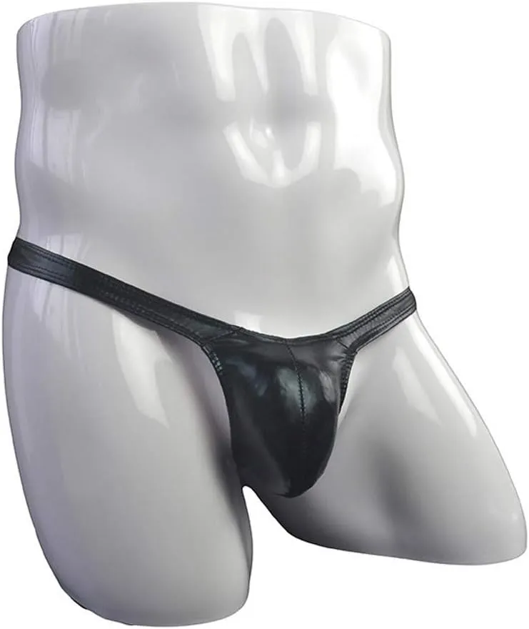 Men's Low Rise G-String Thongs Fashionable Panties Imitation Leather T-shaped Solid Sexy Underwear Briefs
