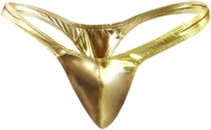 Men's Low Rise G-String Thongs Fashionable Panties Imitation Leather T-shaped Solid Sexy Underwear Briefs