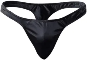 Mens Low Rise Slim Bikini Briefs Imitation Leather Lingerie Light Weight Underwear Thongs Solid Sexy Underpants