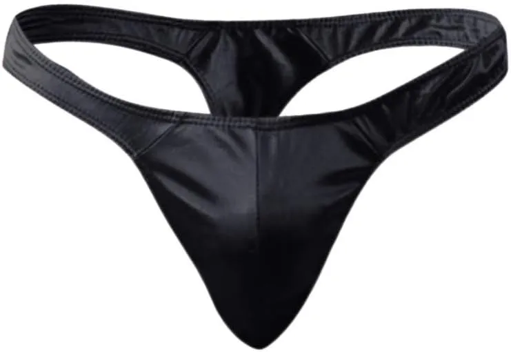 Mens Low Rise Slim Bikini Briefs Imitation Leather Lingerie Light Weight Underwear Thongs Solid Sexy Underpants