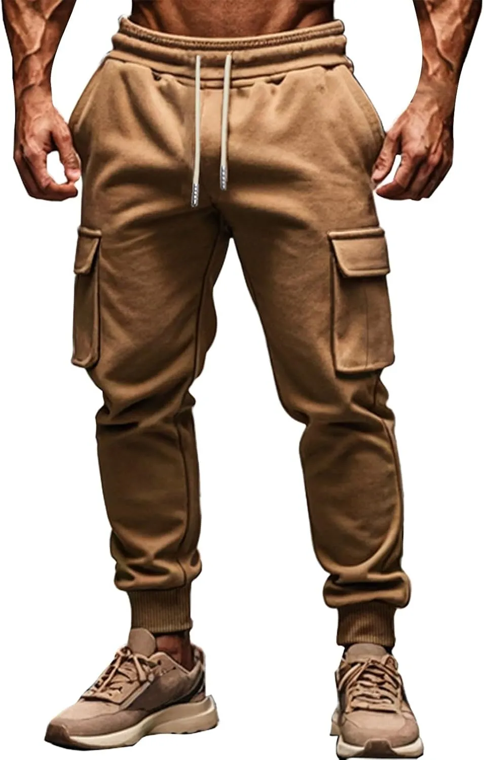 Men's Pants Cargo Work Casual Drawstring Waist Joggers Lightweight Breathable Active Athletic Fishing Hiking Pants