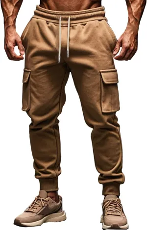 Men's Pants Cargo Work Casual Drawstring Waist Joggers Lightweight Breathable Active Athletic Fishing Hiking Pants