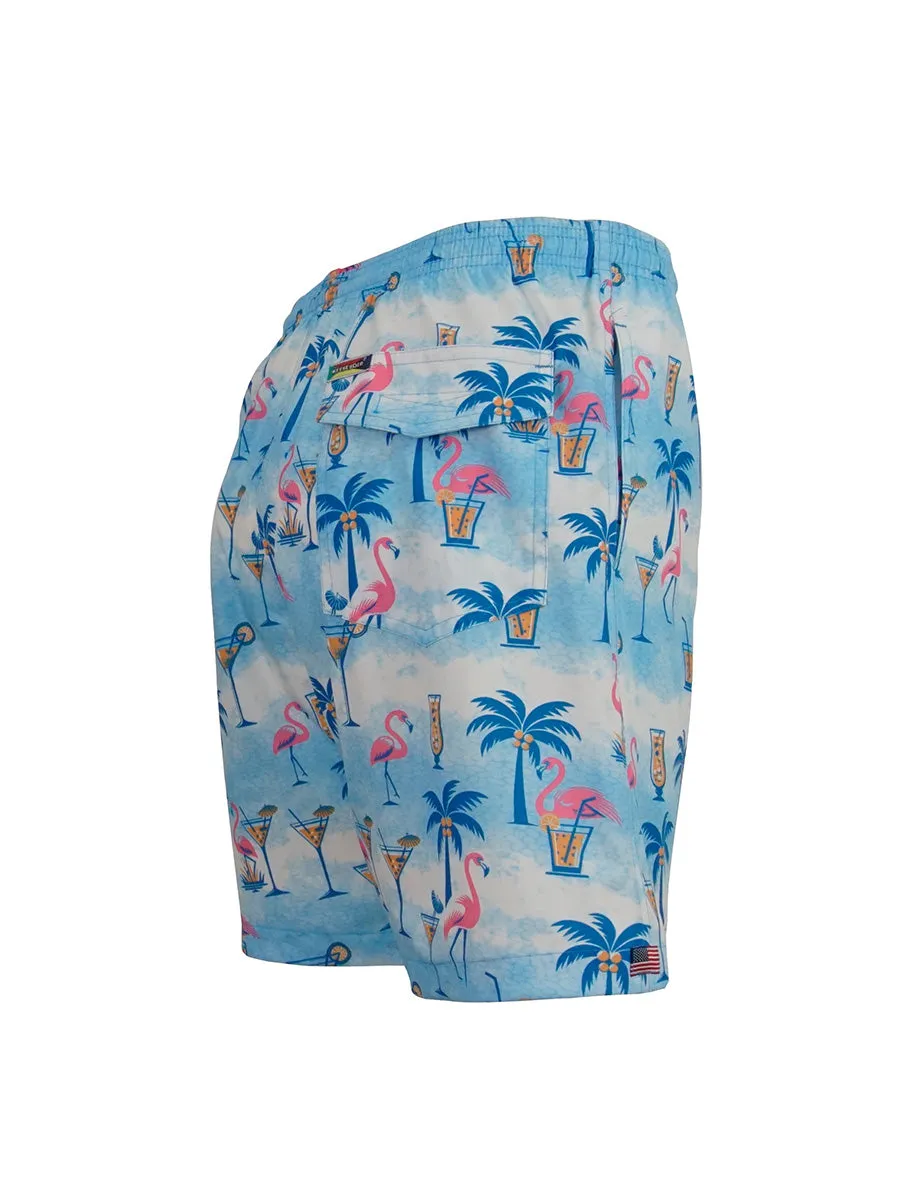 Men's Print Swim Trunk - Flamingo Lounge