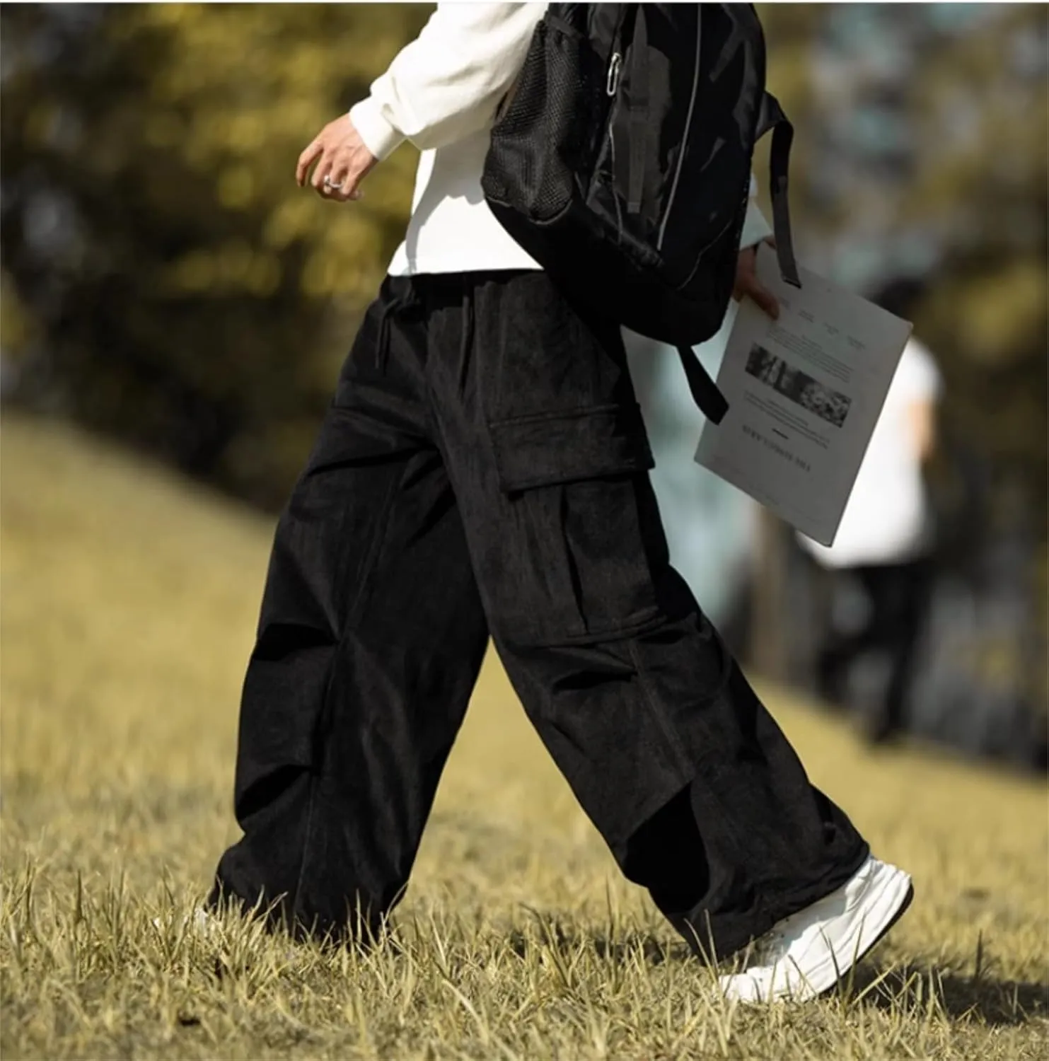 MIDOO Golf Pants Men Tapered Leg Casual Fleece Joggers Loose Open Bottom Athletic Pants Straight Leg Outdoor Hiking Pants