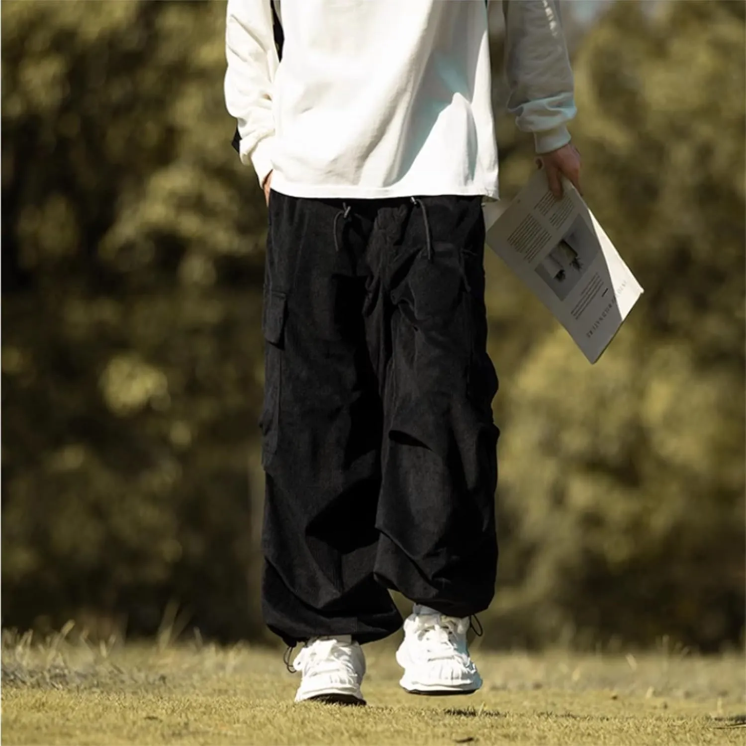 MIDOO Golf Pants Men Tapered Leg Casual Fleece Joggers Loose Open Bottom Athletic Pants Straight Leg Outdoor Hiking Pants