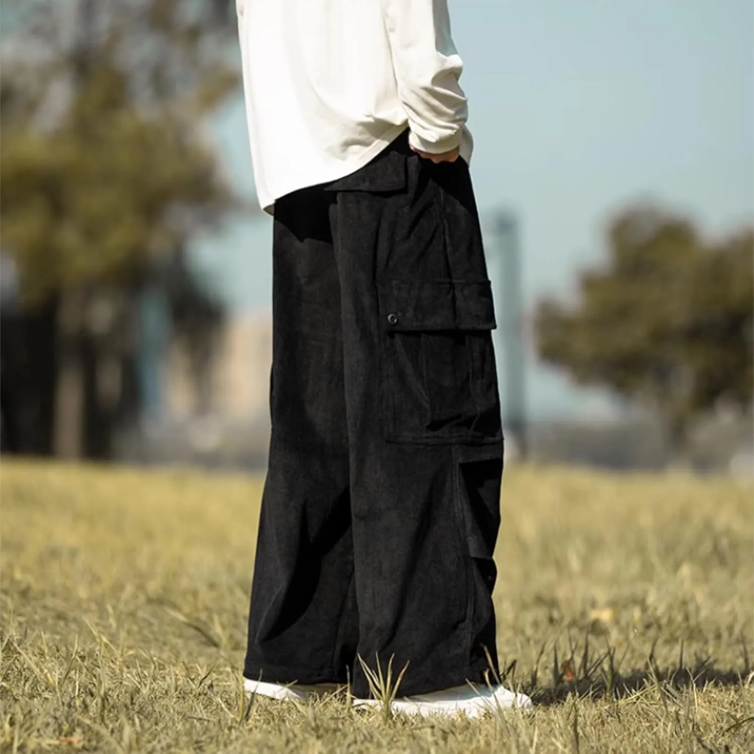 MIDOO Golf Pants Men Tapered Leg Casual Fleece Joggers Loose Open Bottom Athletic Pants Straight Leg Outdoor Hiking Pants