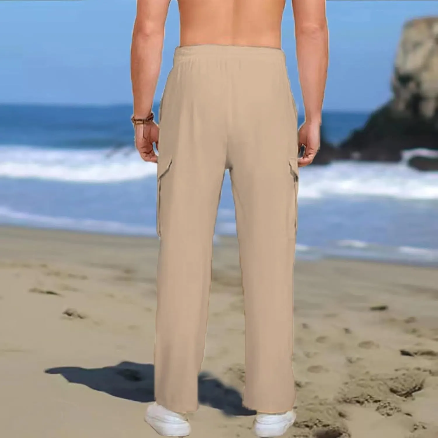 MIDOO Mens Cargo Pants Pockets Casual Drawstring Waist Joggers Lightweight Breathable Active Athletic Fishing Hiking Pants