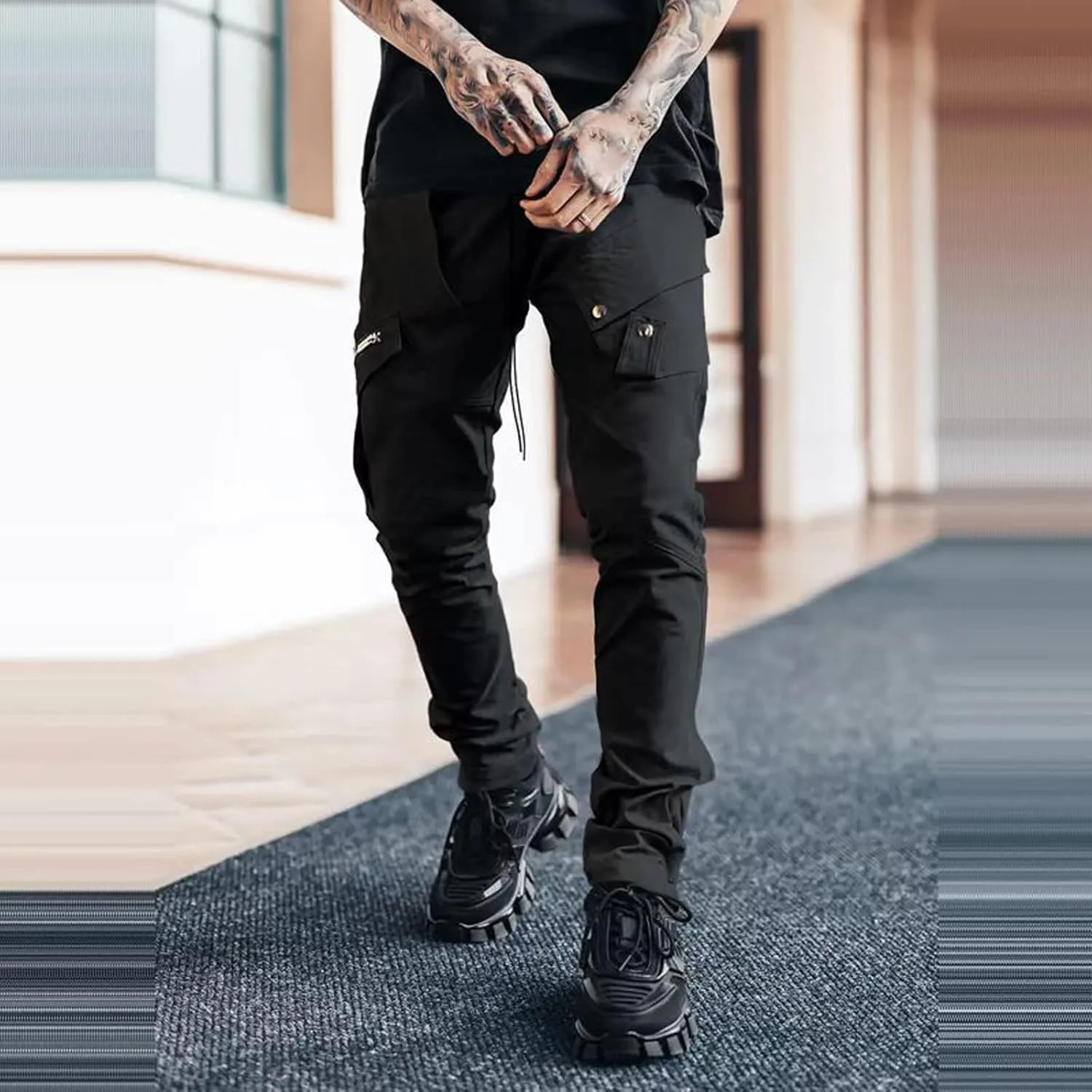 MIDOO Mens Tactical Pants Stretch Flex Casual Loose Straight Sweatpants Outdoor Lightweight Work Hiking Pants Jogger Tousers
