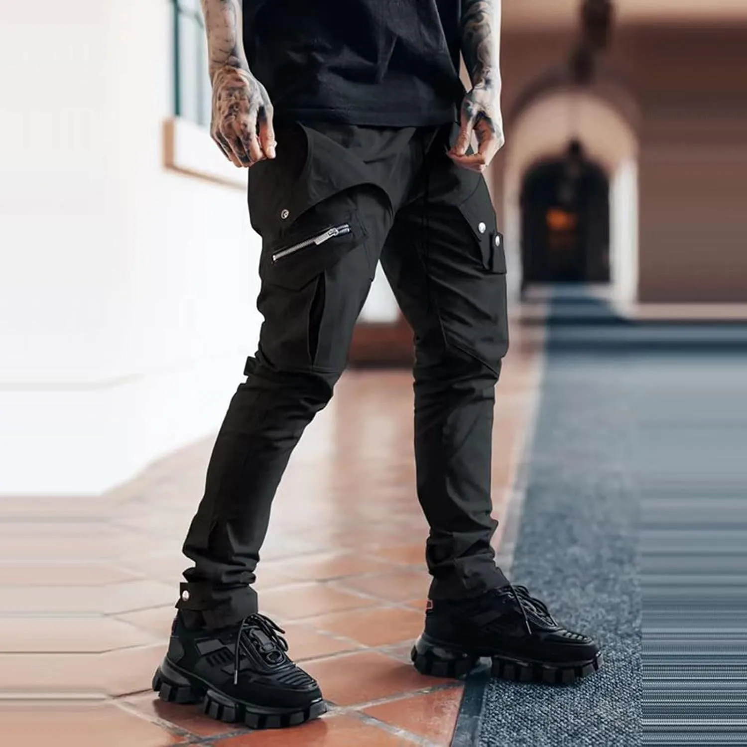 MIDOO Mens Tactical Pants Stretch Flex Casual Loose Straight Sweatpants Outdoor Lightweight Work Hiking Pants Jogger Tousers