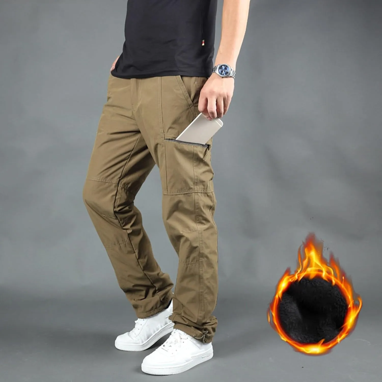 MIDOO Tactical Pant for Men Stretch Casual Jogger Pant Stretch Drawstring Elastic Waist Tapered Leg Sweatpants with Pockets