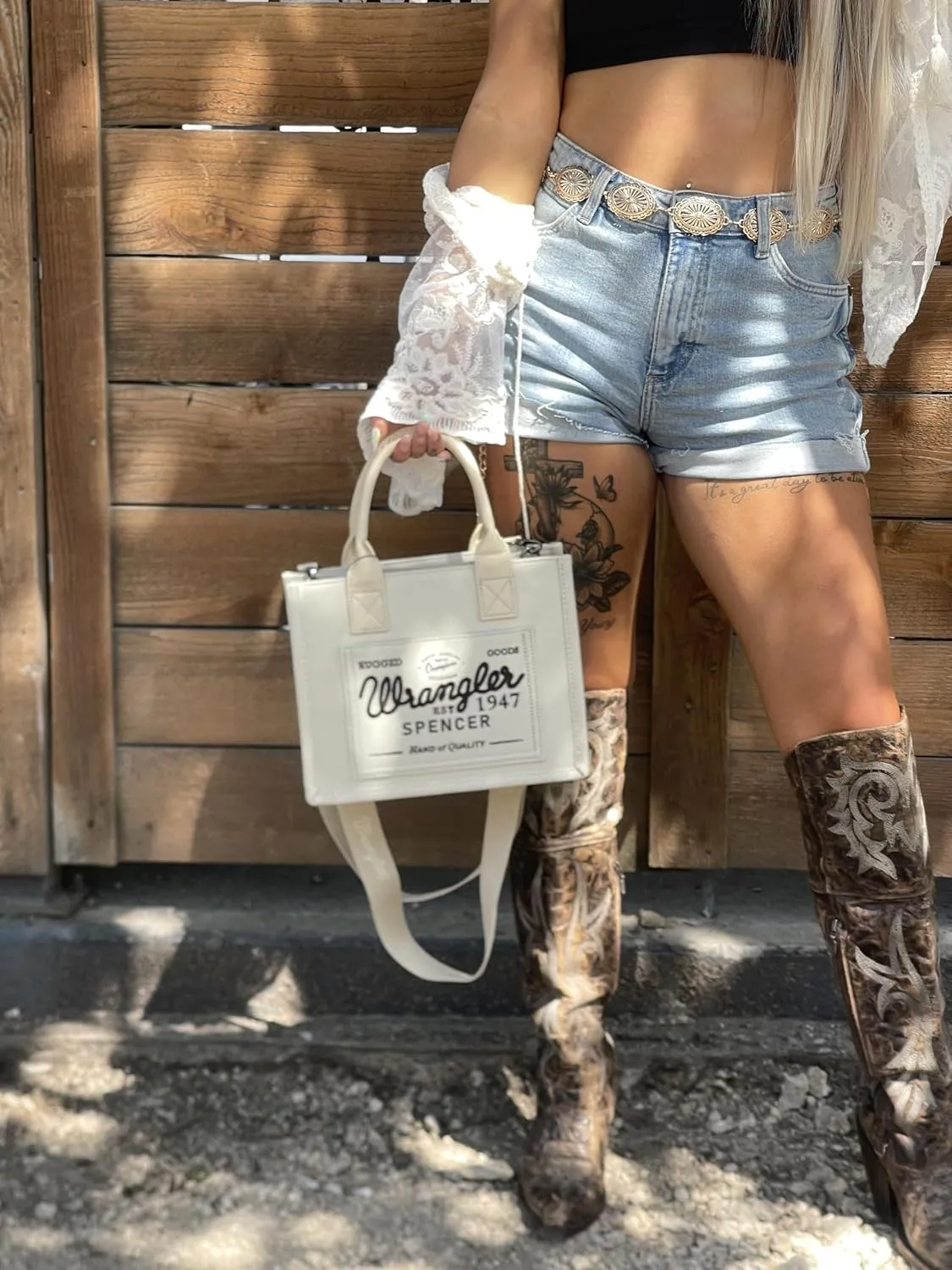 Montana West Wrangler Tote Bag for Women Retro Canvas Top Handle Purses and Handbags