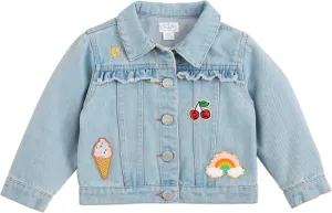 Mud Pie Girl Denim Ruffle Patch Jacket