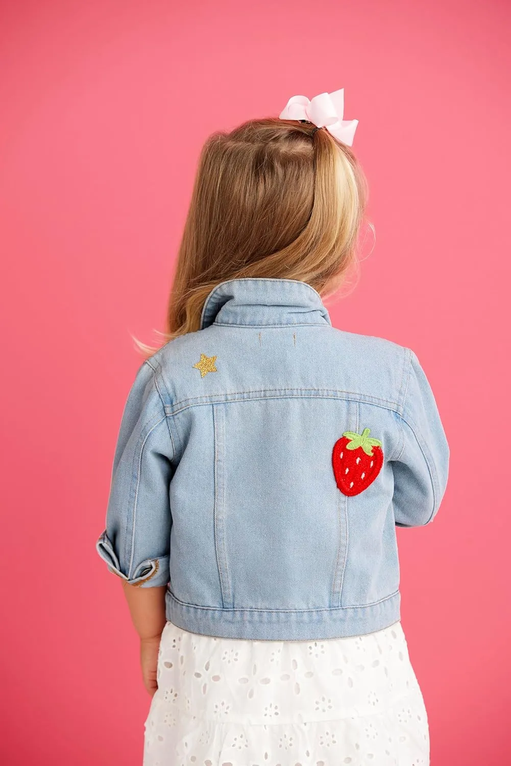 Mud Pie Girl Denim Ruffle Patch Jacket