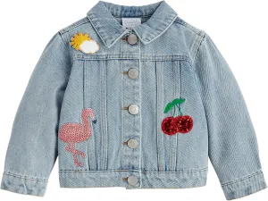 Mud Pie Girls Children's Glitter Patch Denim Jacket