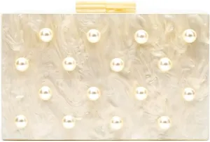 Pearl Acrylic Clutch Purse for Women Elegant Acrylic Evening Bag Unique Box Handbag for Wedding Party Prom
