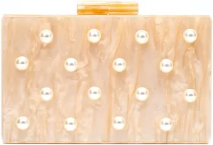 Pearl Acrylic Clutch Purse for Women Elegant Acrylic Evening Bag Unique Box Handbag for Wedding Party Prom