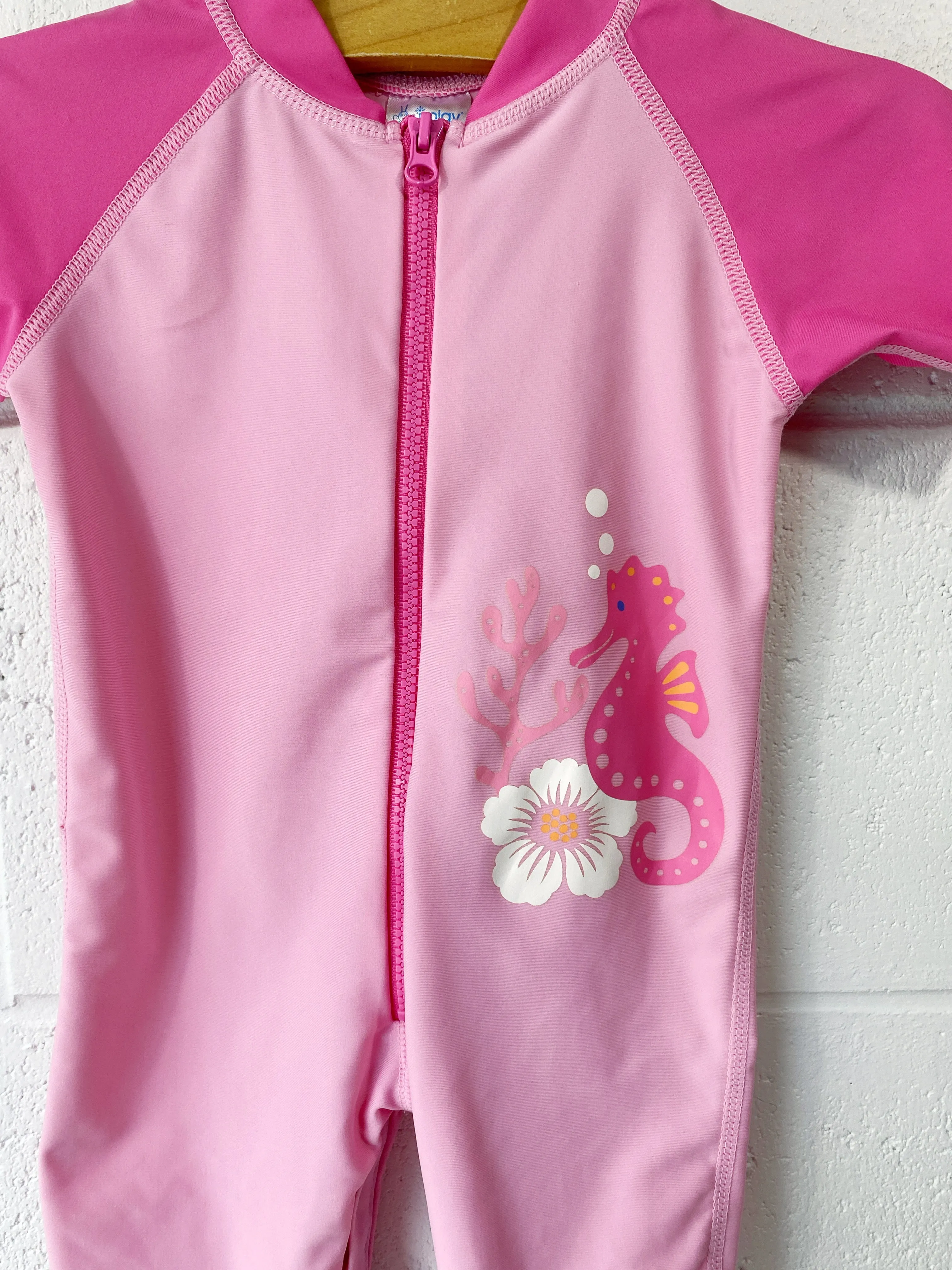 Pink Seahorse One Piece Swimsuit, 6 months