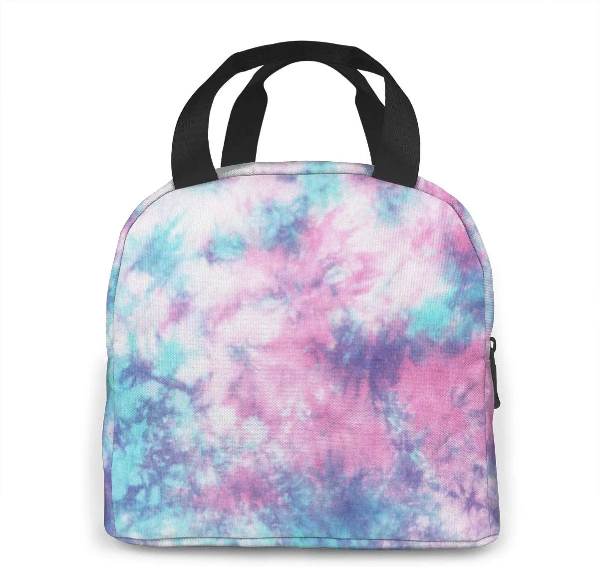 PrelerDIY Pastel Blue Pink Tie Dye Lunch Box Insulated Meal Bag Lunch Bag Reusable Snack Bag Food Container For Boys Girls Men Women School Work Travel Picnic