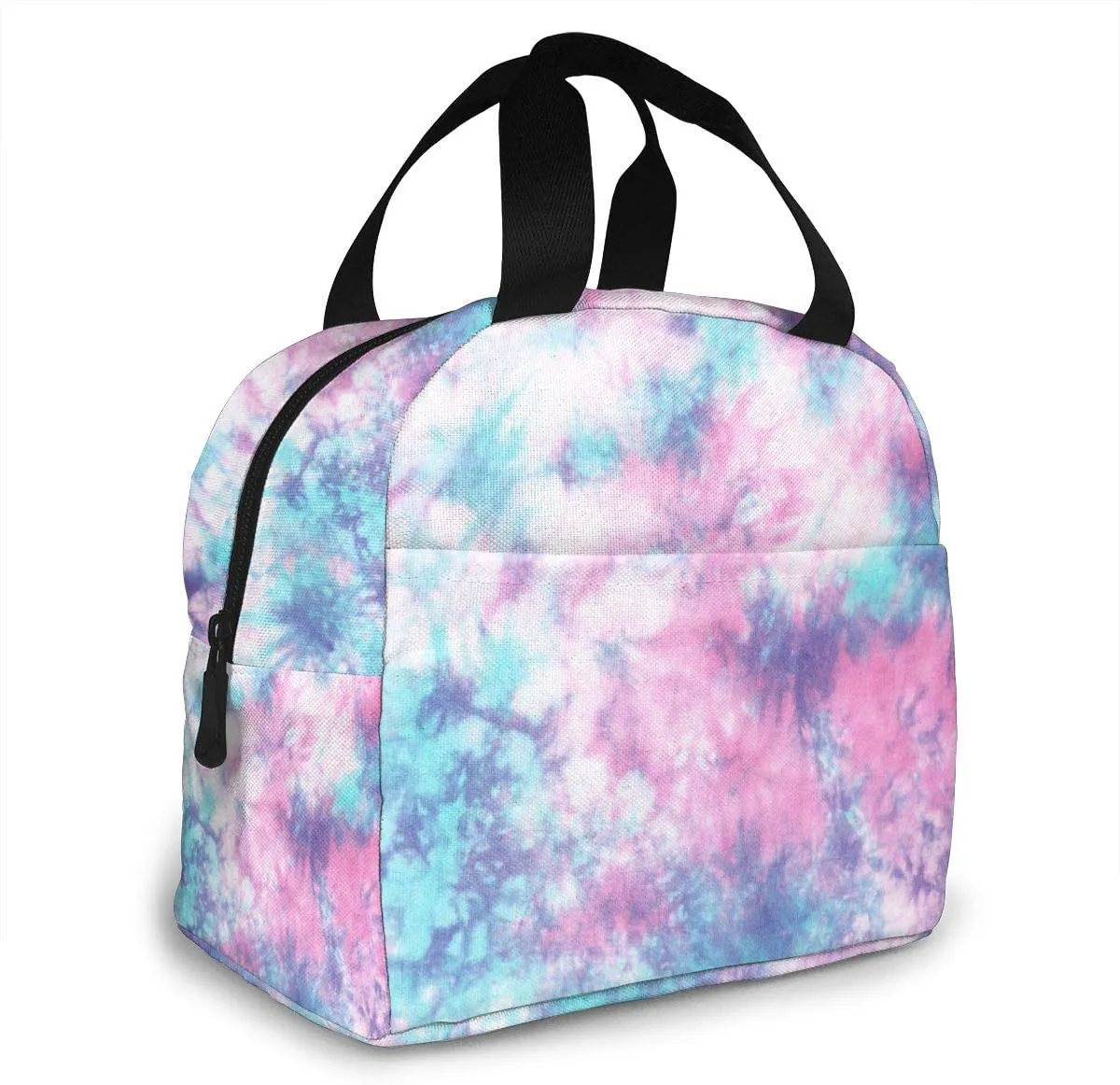 PrelerDIY Pastel Blue Pink Tie Dye Lunch Box Insulated Meal Bag Lunch Bag Reusable Snack Bag Food Container For Boys Girls Men Women School Work Travel Picnic