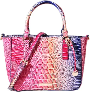 PU Leather Top Handle Handbag for Women Vintage Crocodile Print Large Capacity Satchel Daily Work Crossbody Shoulder Bagbag1005OWOISS