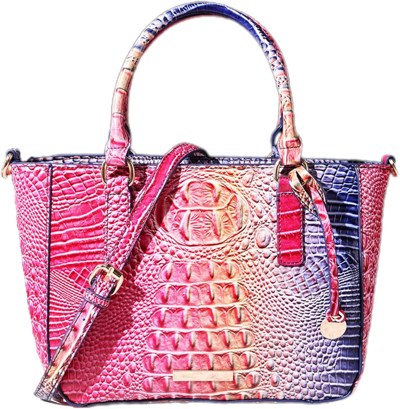 PU Leather Top Handle Handbag for Women Vintage Crocodile Print Large Capacity Satchel Daily Work Crossbody Shoulder Bagbag1005OWOISS