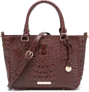 PU Leather Top Handle Handbag for Women Vintage Crocodile Print Large Capacity Satchel Daily Work Crossbody Shoulder Bagbag1011OWOISS