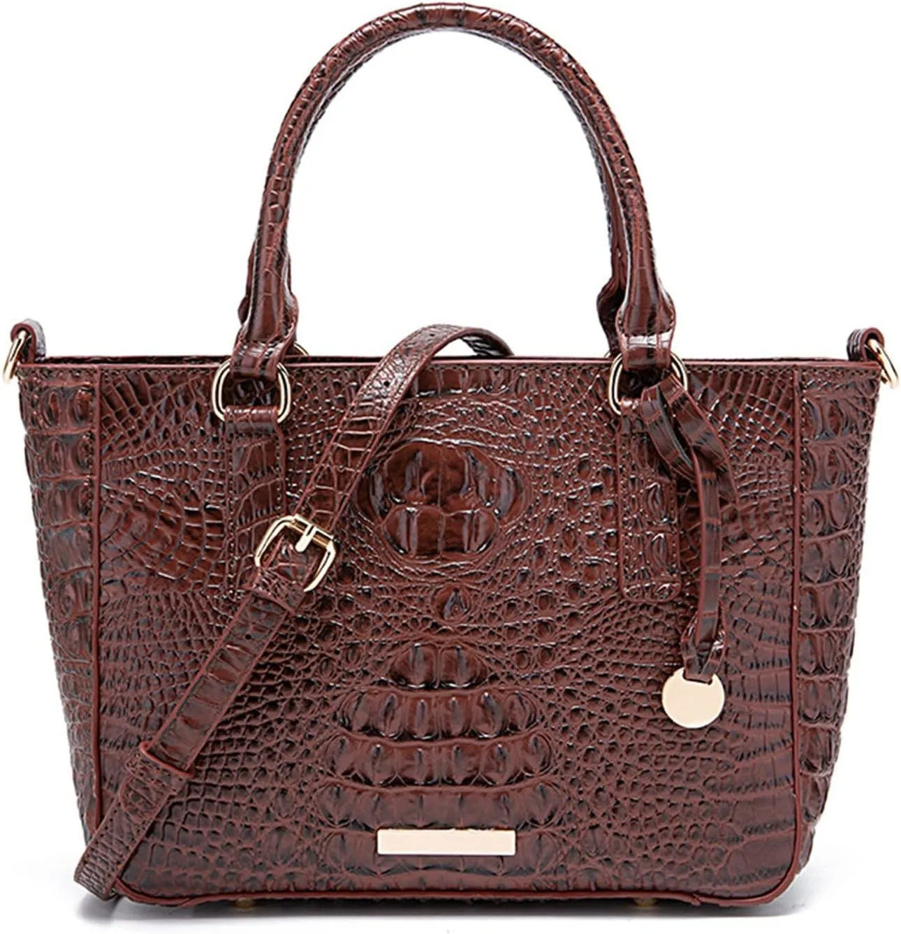 PU Leather Top Handle Handbag for Women Vintage Crocodile Print Large Capacity Satchel Daily Work Crossbody Shoulder Bagbag1011OWOISS