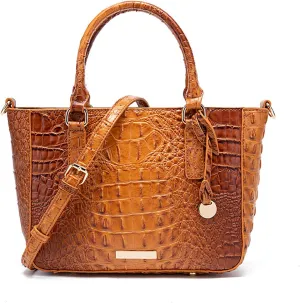 PU Leather Top Handle Handbag for Women Vintage Crocodile Print Large Capacity Satchel Daily Work Crossbody Shoulder Bagbag1012OWOISS