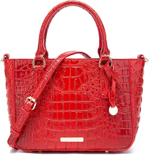 PU Leather Top Handle Handbag for Women Vintage Crocodile Print Large Capacity Satchel Daily Work Crossbody Shoulder Bagbag1021OWOISS