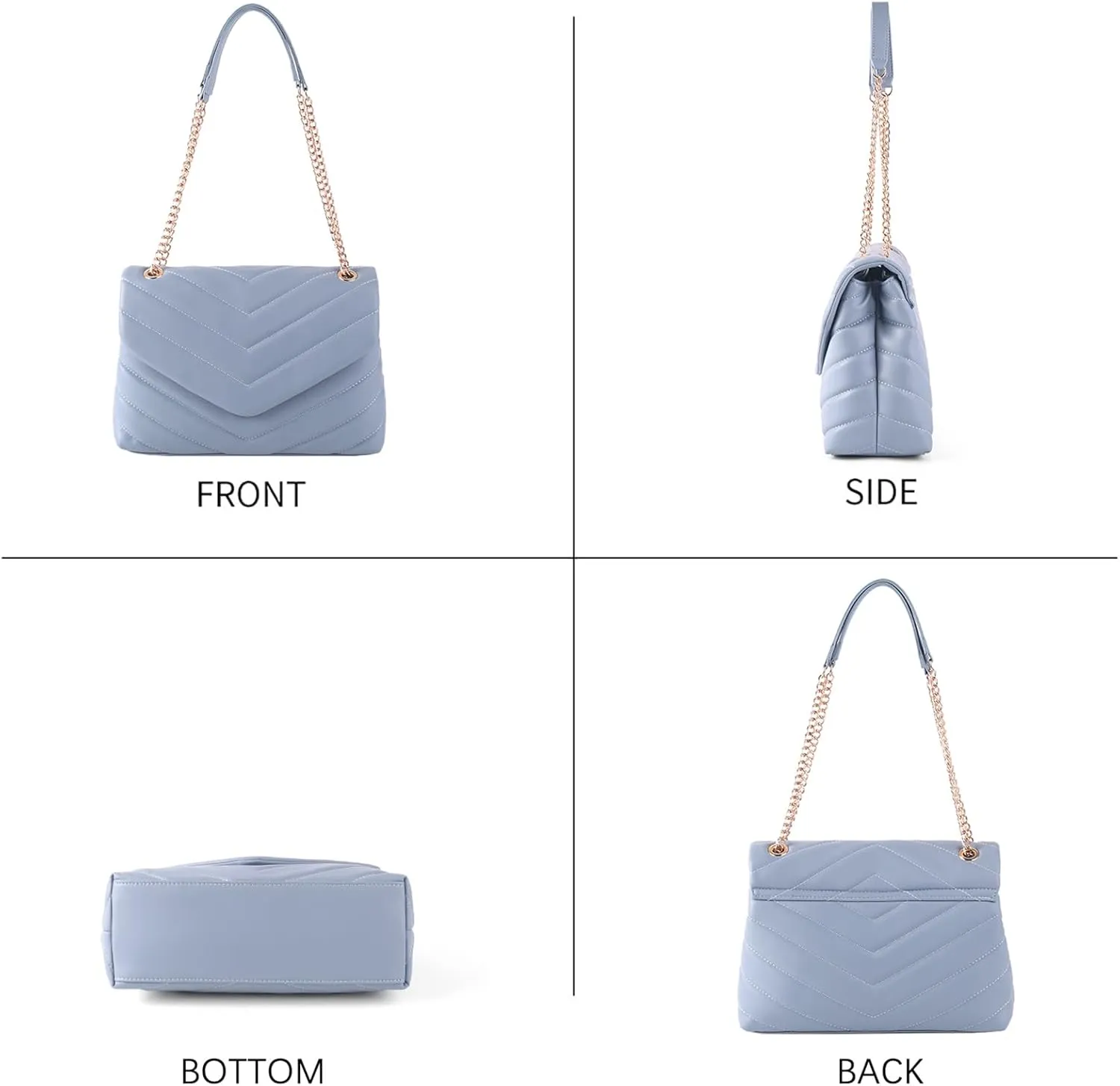Quilted Crossbody Bag for Women, Soft Vegan Chevron Purses, Trendy Shoulder Handbags with Flap