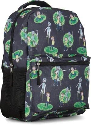RICK AND MORTY Allover Backpack, Summer and Squanchy - Official School Bookbag (Black)