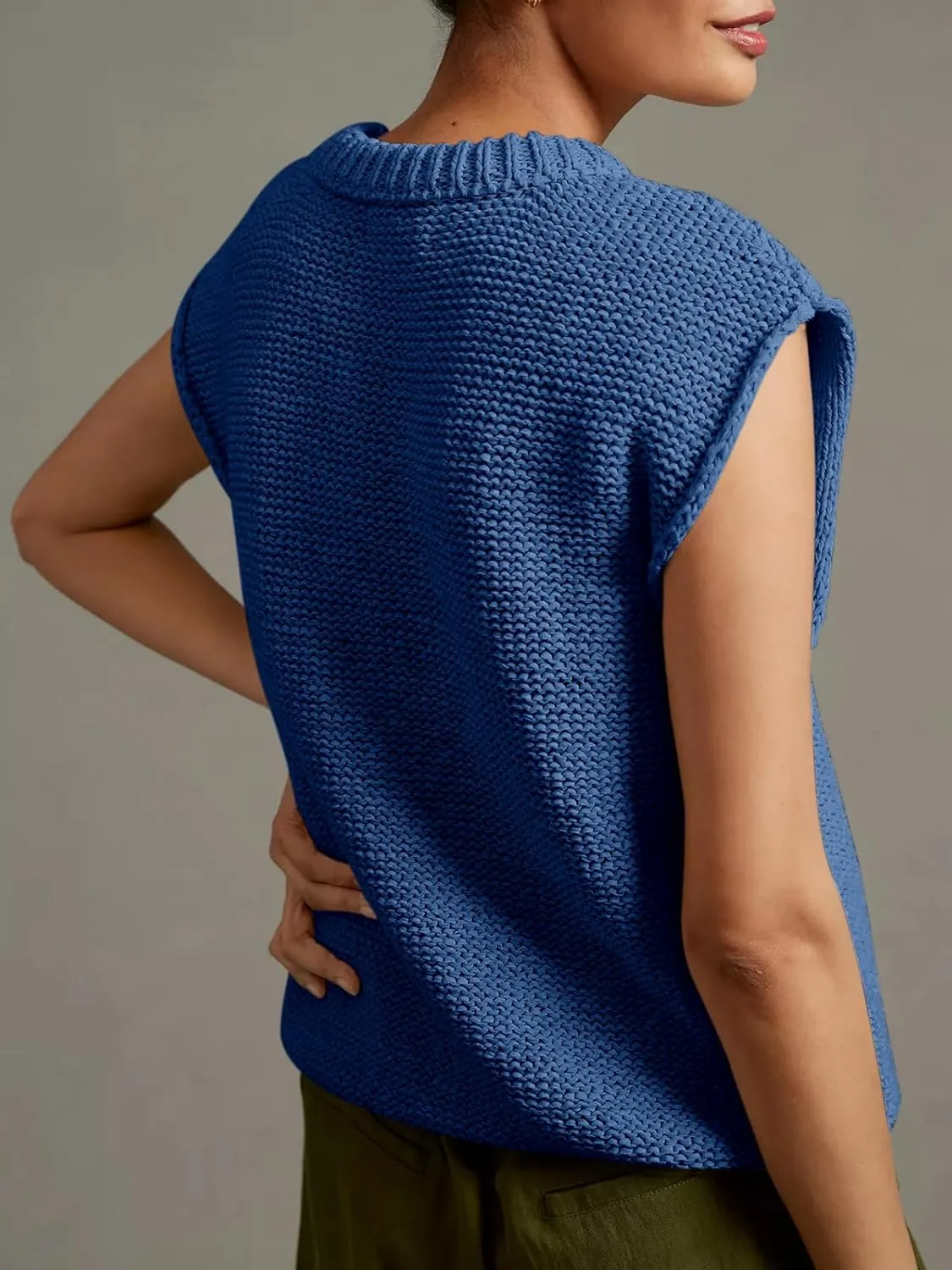 Saodimallsu Womens Sleeveless Crewneck Sweaters Ribbed Knit Tank Tops 2025 Trendy Sweater Vest