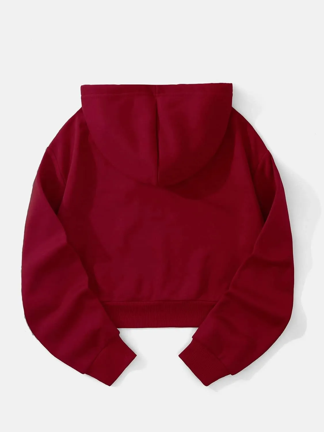 SHENHE Women's Cropped Sweatshirt Long Sleeves Drawstring Pullover Simple Crop Hoodie