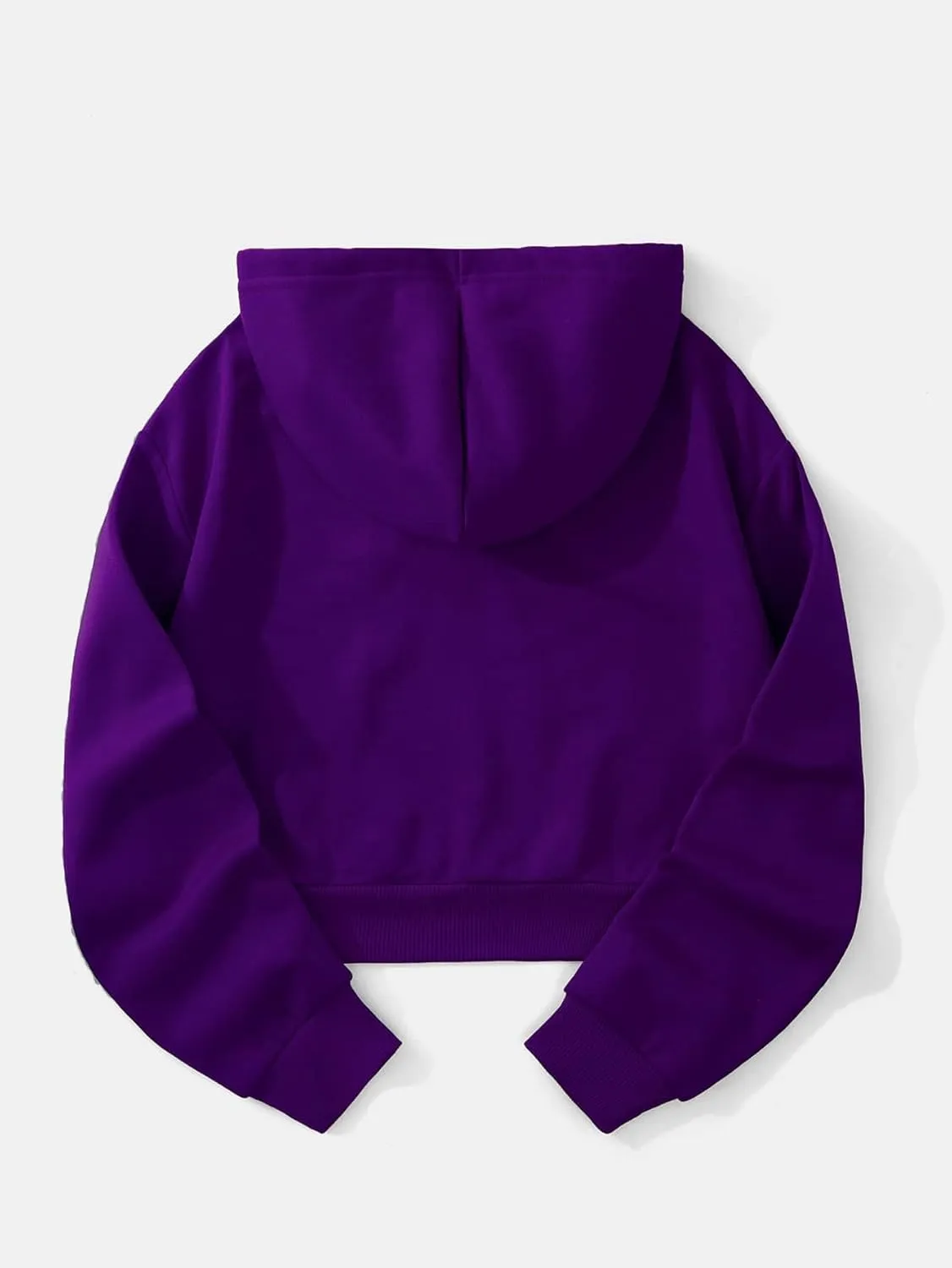 SHENHE Women's Cropped Sweatshirt Long Sleeves Drawstring Pullover Simple Crop Hoodie