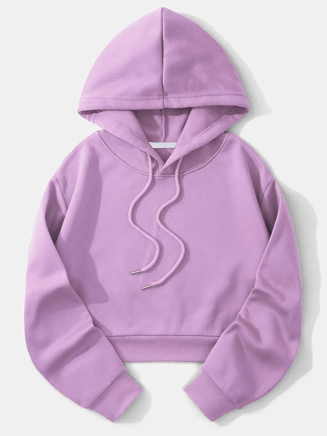 SHENHE Women's Cropped Sweatshirt Long Sleeves Drawstring Pullover Simple Crop Hoodie