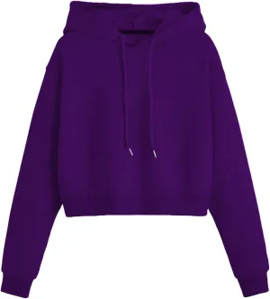 SHENHE Women's Cropped Sweatshirt Long Sleeves Drawstring Pullover Simple Crop Hoodie